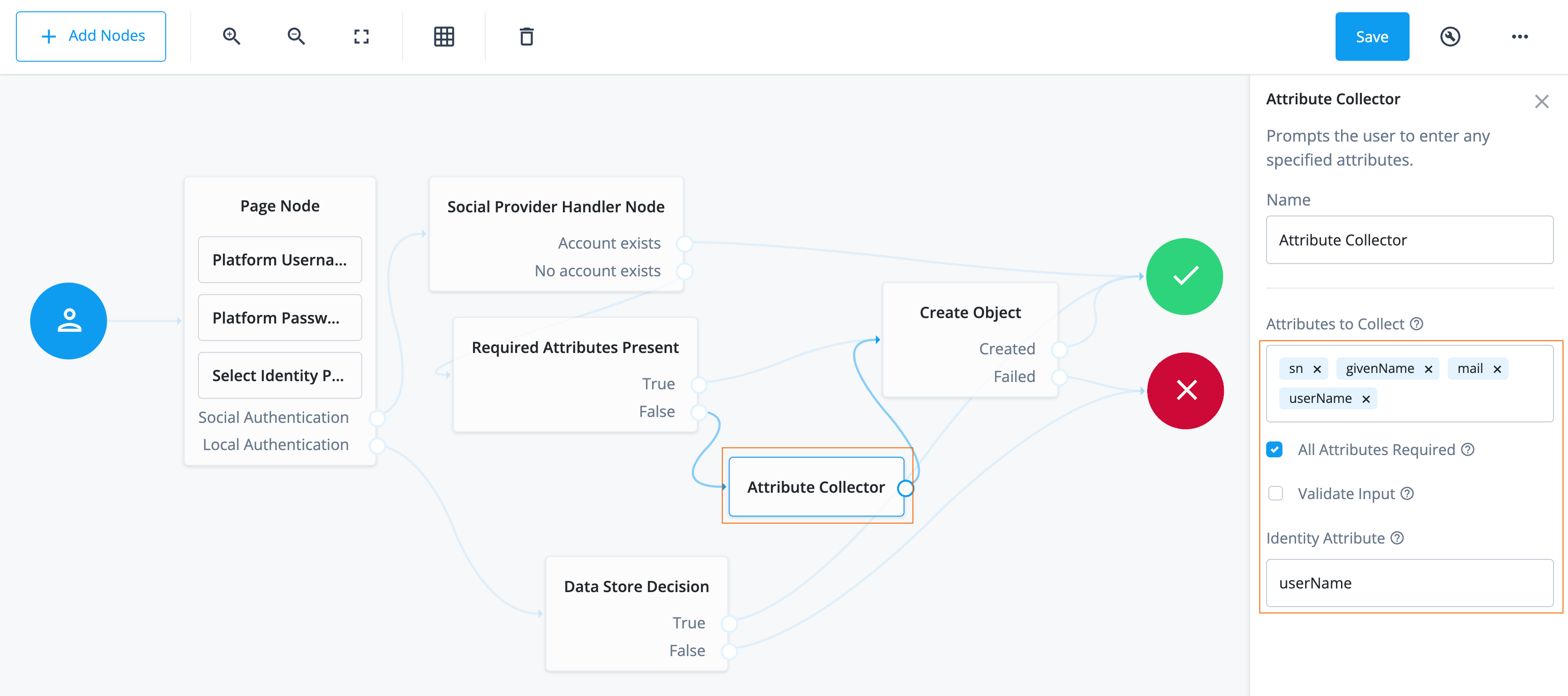 Configurations to set in the Attribute Collector Node