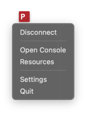 The PingOne Privilege agent icon menu with the Open Console option visible.