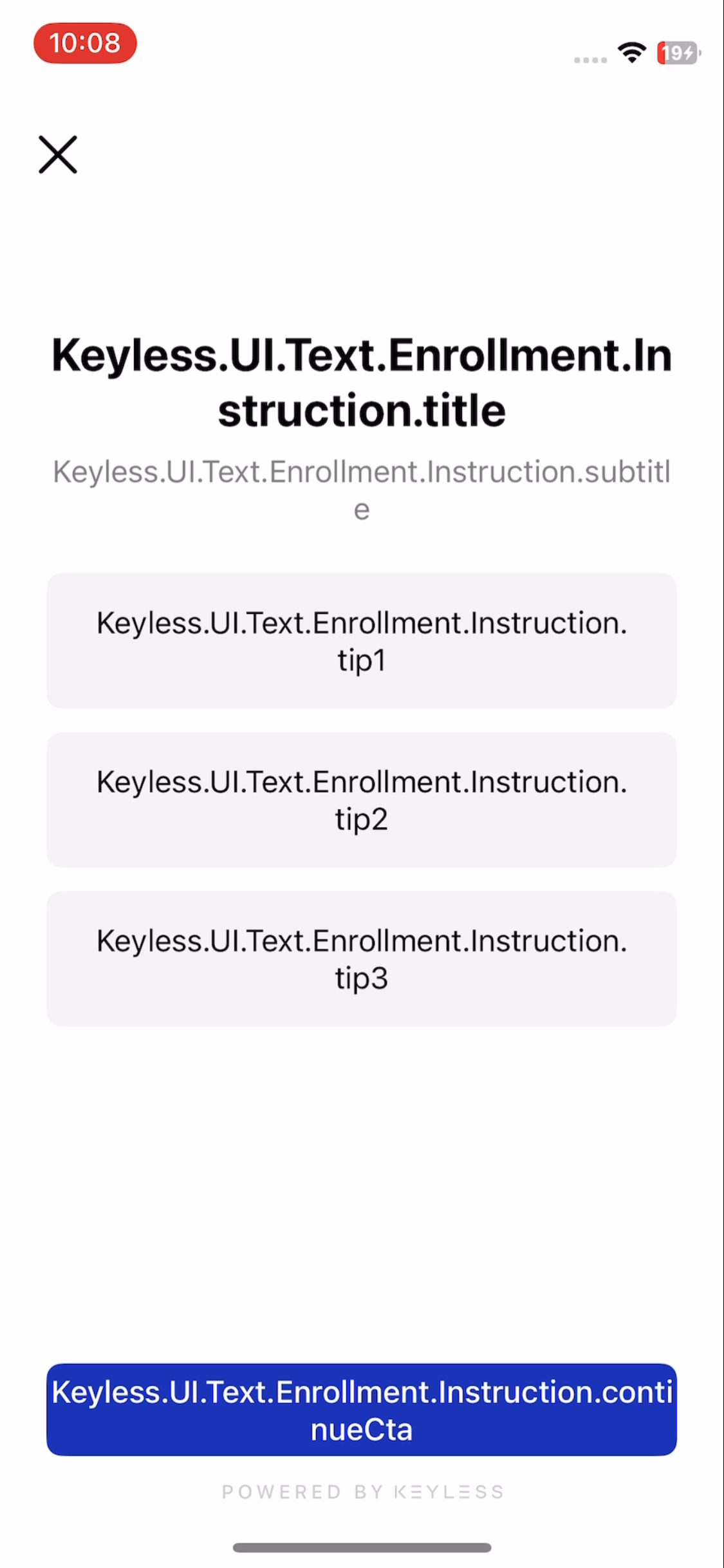 PingOne Recognize text enrollment screen layout