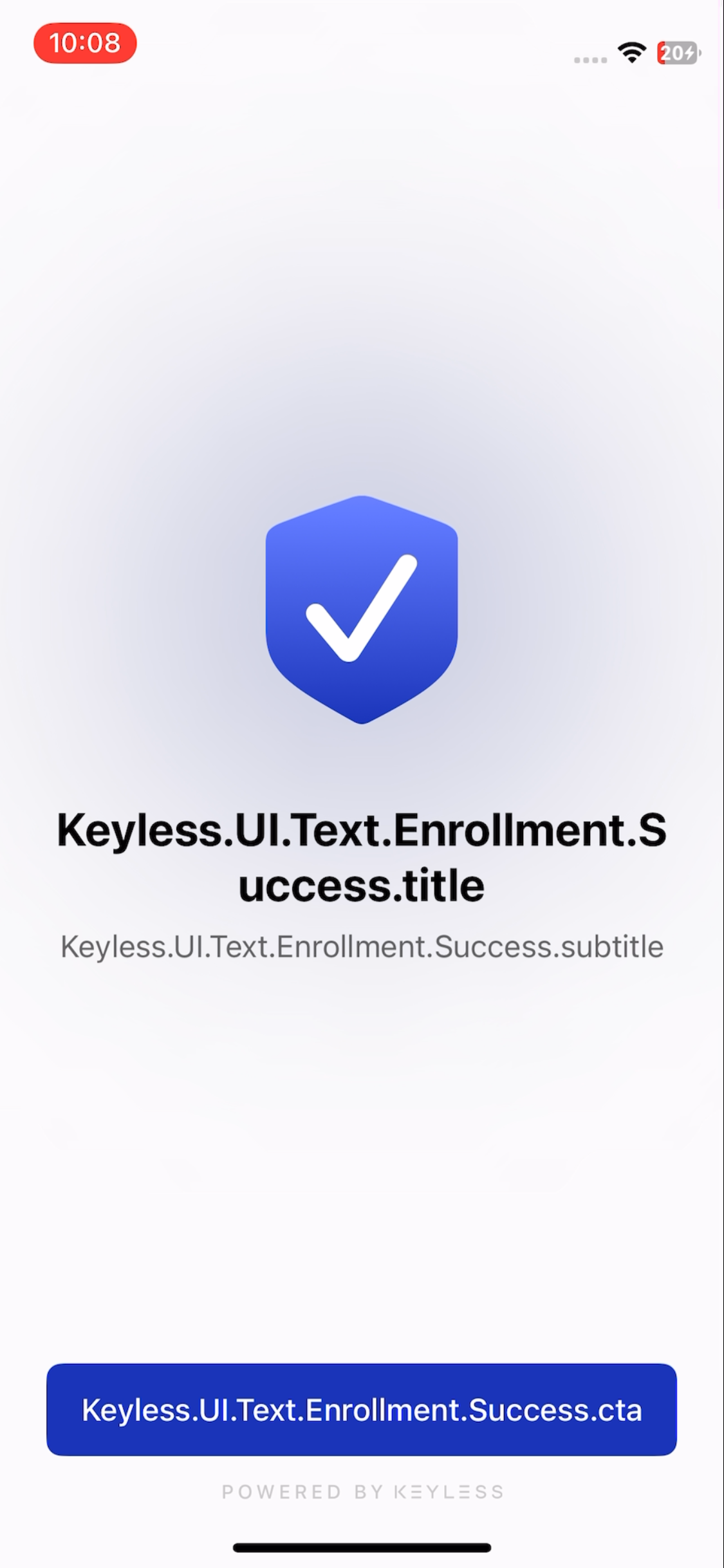 PingOne Recognize enrollment success screen layout