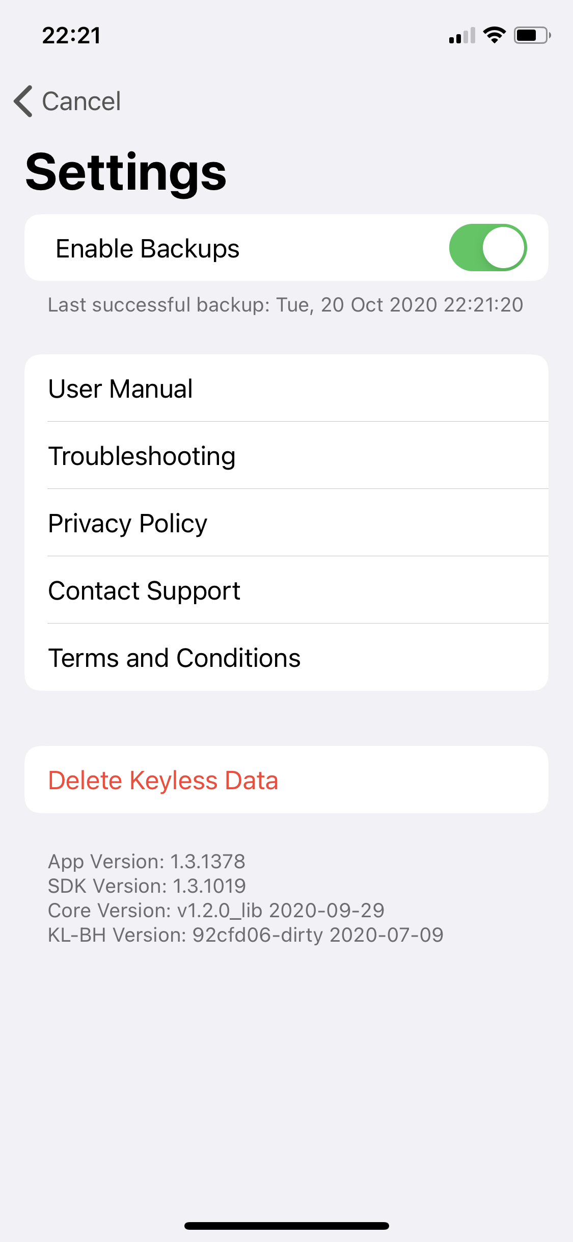 Delete Keyless data