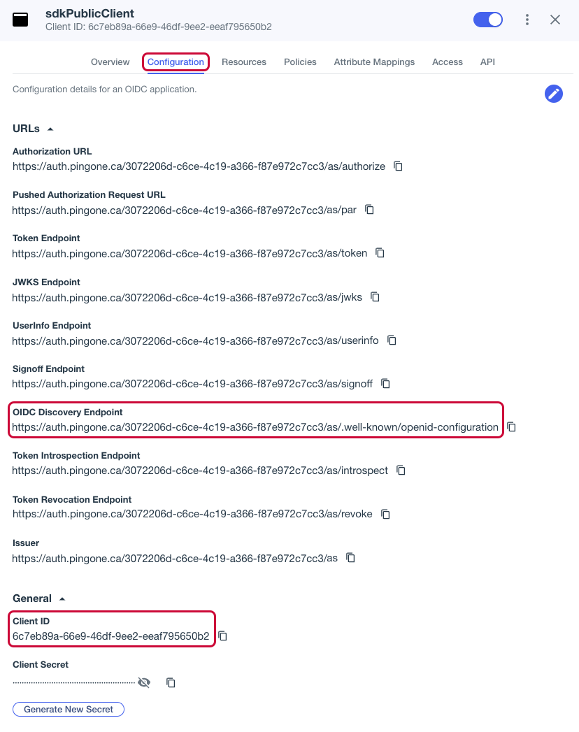 Obtaining values from the OIDC application profile in PingOne.