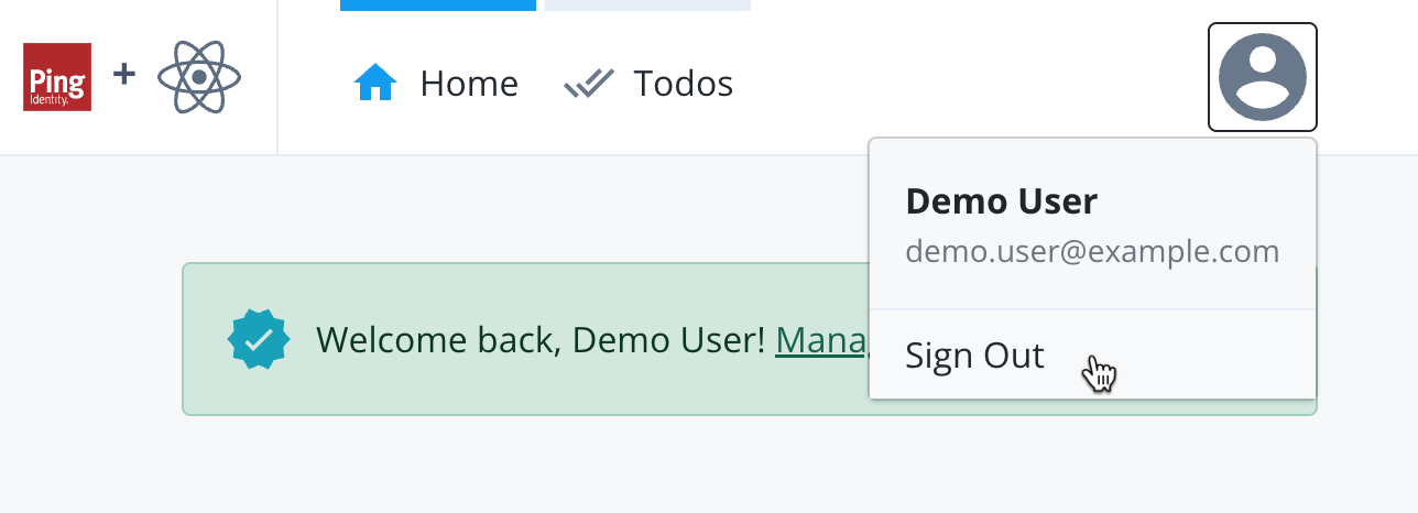 Sign out to close the session and revoke tokens.