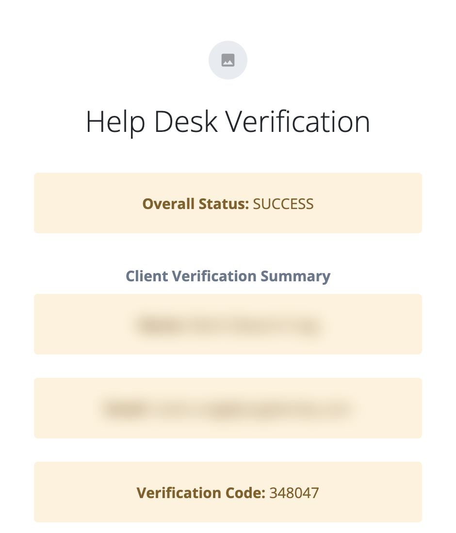 A screenshot confirming that identity verification was successful.