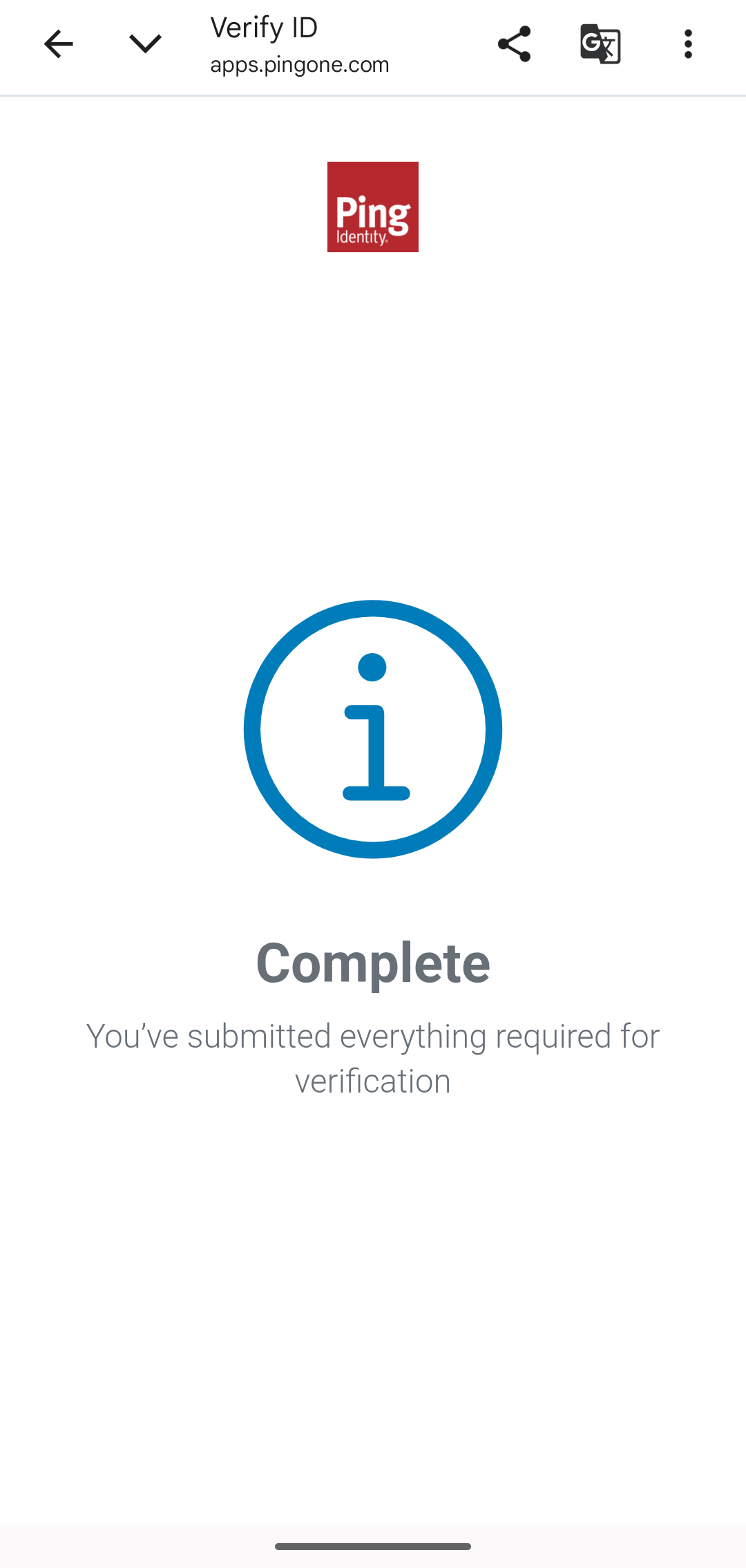 A screenshot of the Complete page on a mobile device.