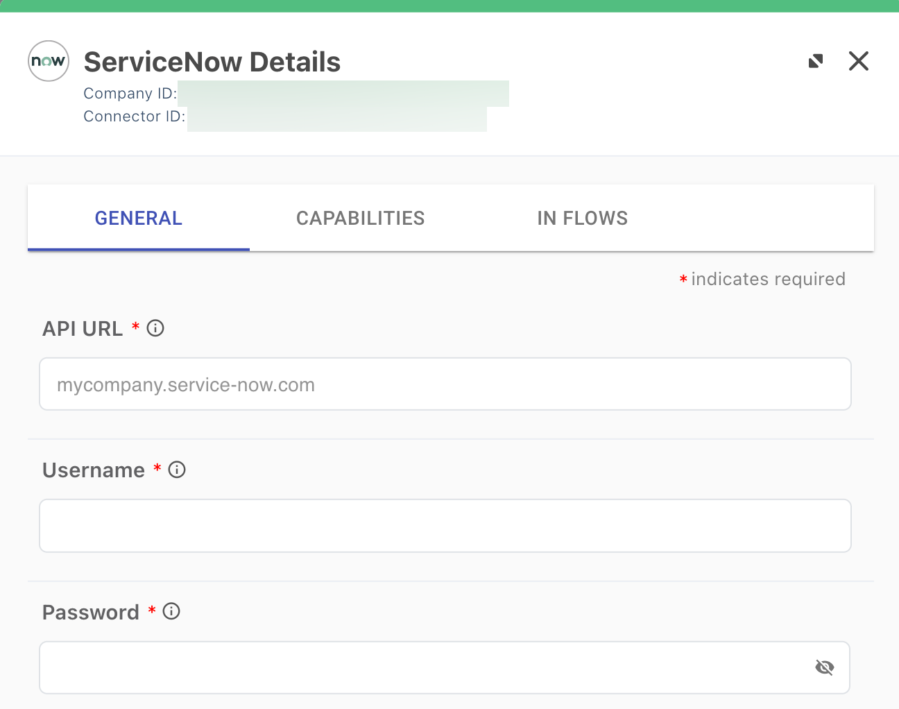 A screenshot of the ServiceNow Details modal.